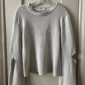 Silvery White Sweater with Elbow Cutouts